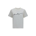 White cotton T-shirt from MM6 featuring a classic fit and minimal design, displayed on a plain background.