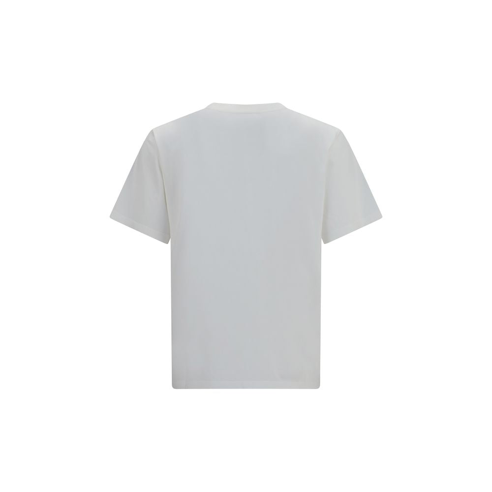 White cotton T-shirt by MM6, featuring a classic fit and minimal design, displayed on a plain background.
