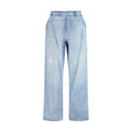 Blue MM6 cotton denim jeans with classic five-pocket design and straight fit, displayed on a neutral background.