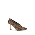 Proenza Schouler brown calf leather Bos Taurus high heel pumps with pointed toes and sleek design.
