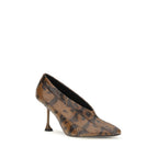 Proenza Schouler brown calf leather Bos Taurus high heel pumps, stylish footwear with pointed toes and elegant design.