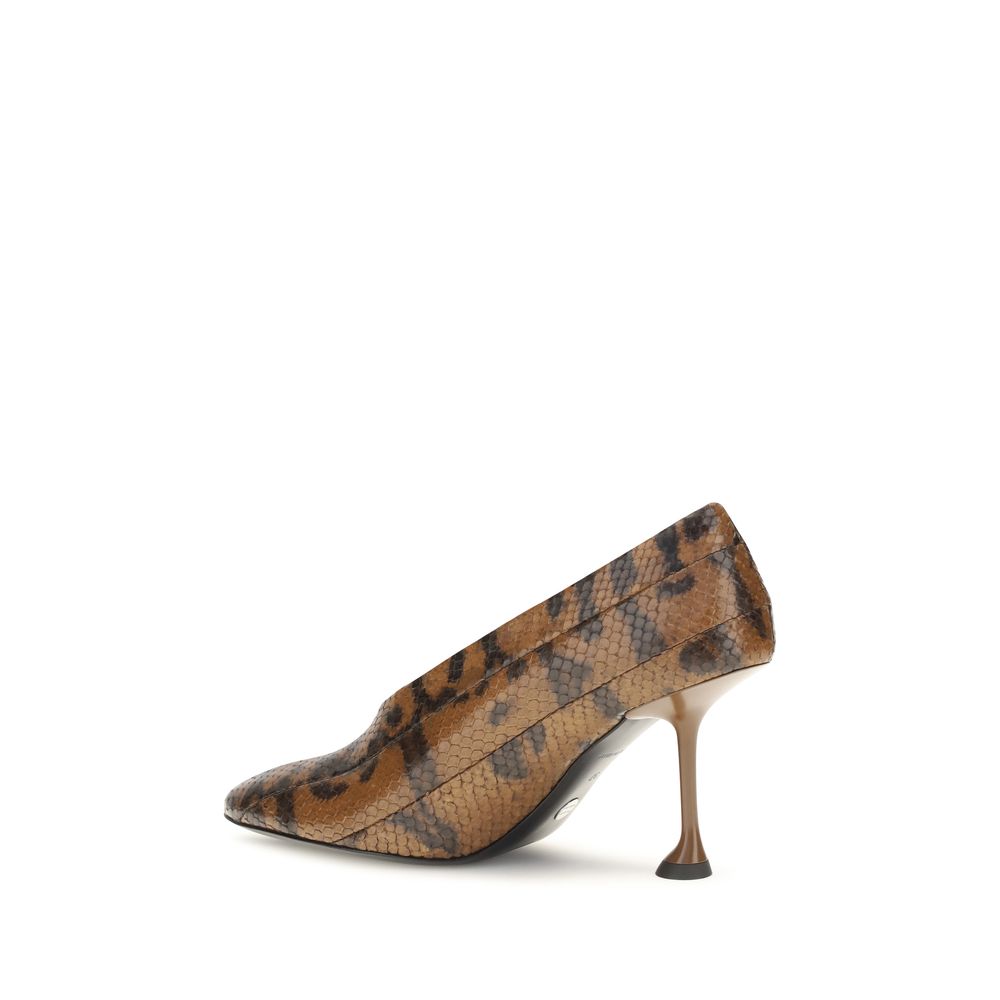 Proenza Schouler brown calf leather Bos Taurus high heel pumps with pointed toes and sleek design.