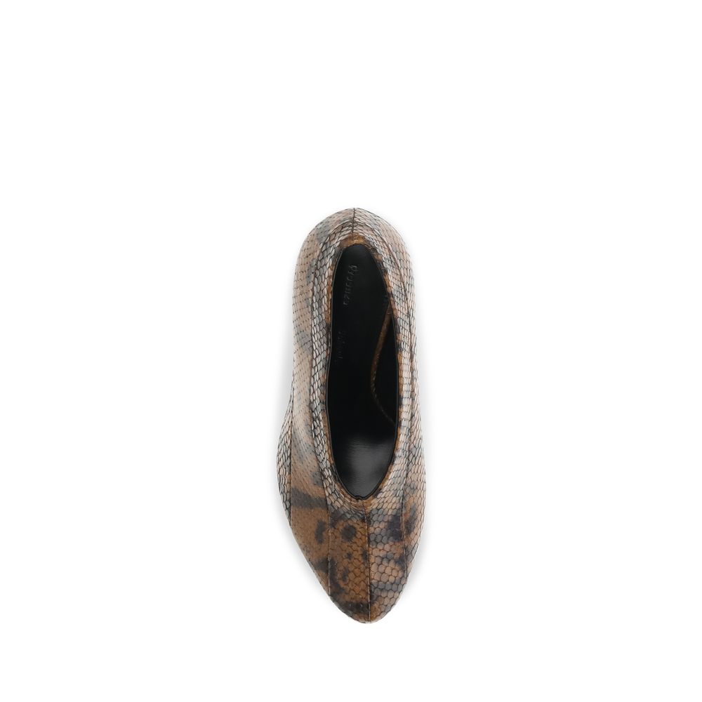 Proenza Schouler brown calf leather Bos Taurus high heel pumps with pointed toes and sleek design.