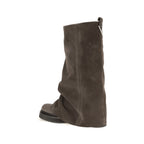 Brown calf leather Bos Taurus boots by The Attico featuring sleek design and stylish ankle-high silhouette.