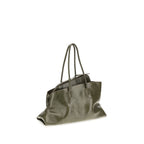 The Attico Bicolor calf leather Bos Taurus shoulder bag with top handle and gold hardware on a white background.