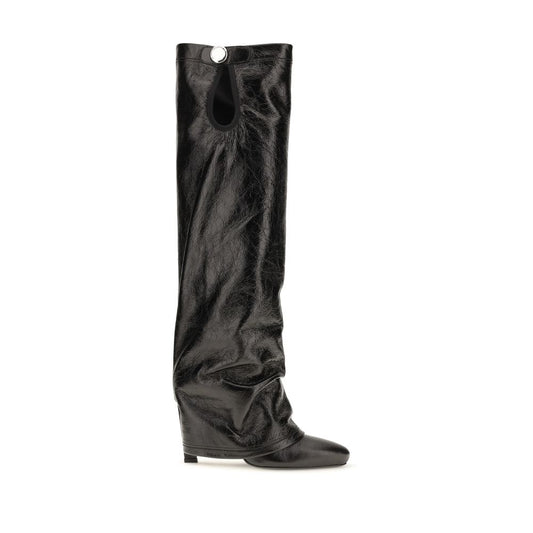 The Attico Black Calf Leather Bos Taurus Ankle Boots The Attico