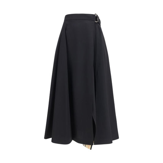 Burberry Black Wool Oves Aries Midi Skirt Burberry