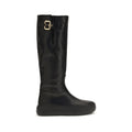 Chloé Black Calf Leather Bos Taurus Flat Boots - Eljoys Fashion 