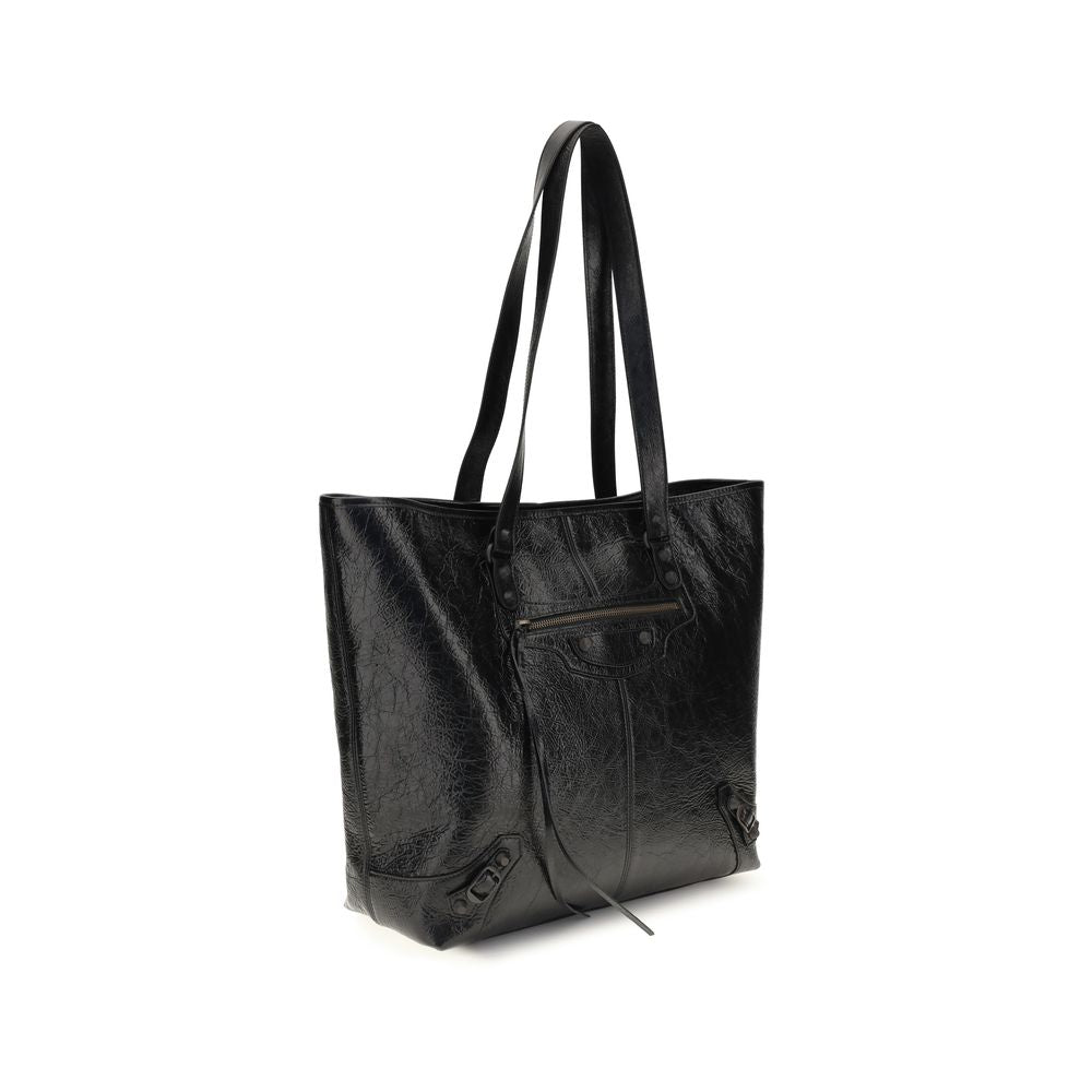 Black Lamb Ovis Aries shoulder bag by Balenciaga featuring a sleek design and structured silhouette.