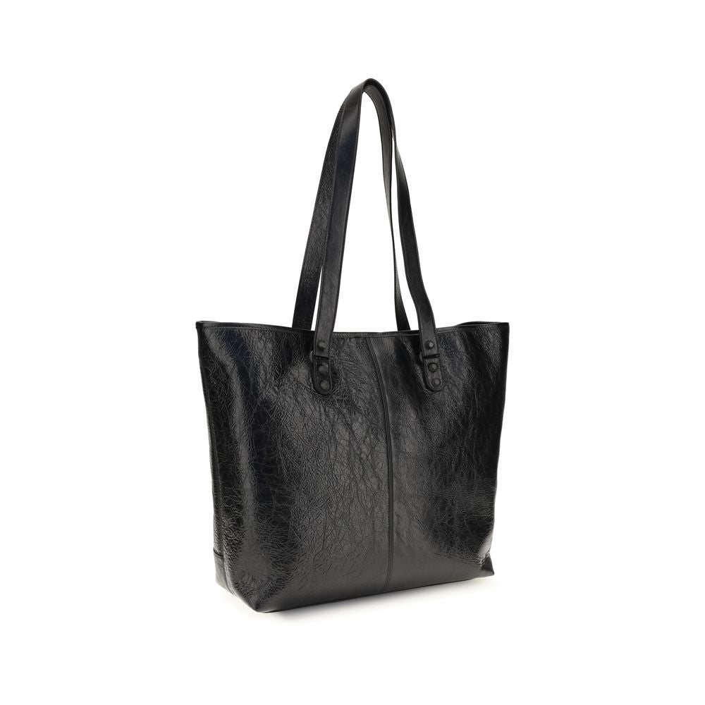 Black Balenciaga Lamb Ovis Aries shoulder bag with structured design and gold-tone hardware, featuring top handle and shoulder strap.