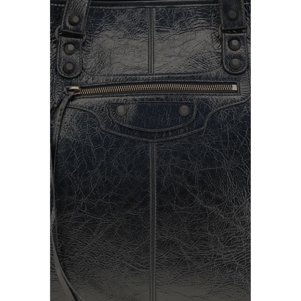Black Balenciaga Lamb Ovis Aries shoulder bag with sleek design and silver hardware, featuring the signature logo and textured leather finish.