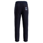 Blue knit women’s pants by Mr&Mrs Italy, featuring a comfortable fit and stylish design, shown in a full-length view.