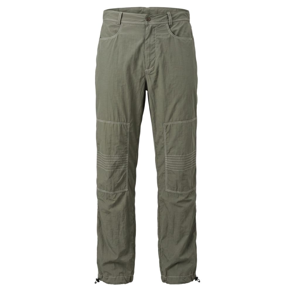 Mr&Mrs Italy green fabric men's pants hanging on a wooden hanger, showcasing stylish casual menswear.