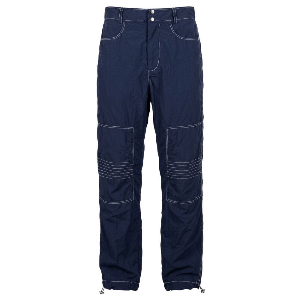 Blue polyamide men's pants from Mr&Mrs Italy, featuring a stylish fit and modern design.