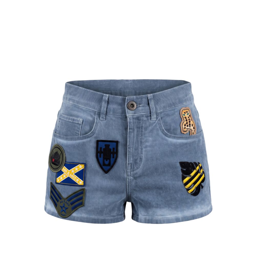 Blue cotton women’s shorts by Mr&Mrs Italy, featuring a relaxed fit and casual style, perfect for warm weather.
