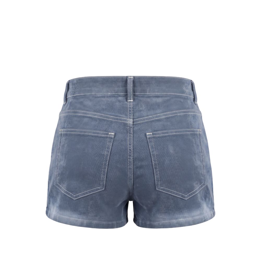 Blue cotton women’s shorts by Mr&Mrs Italy, casual fit with side pockets and elastic waistband, suitable for summer wear.