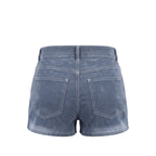 Blue cotton women’s shorts by Mr&Mrs Italy, casual fit with side pockets and elastic waistband, suitable for summer wear.