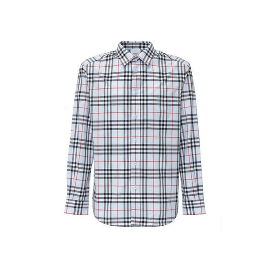 Burberry Blue Cotton Dress Shirt Burberry