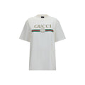 White Gucci cotton T-shirt with classic fit and crew neckline, featuring subtle branding on the front.