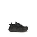 Moncler Black Calf Leather Bos Taurus athletic sneakers with sleek design and athletic silhouette.