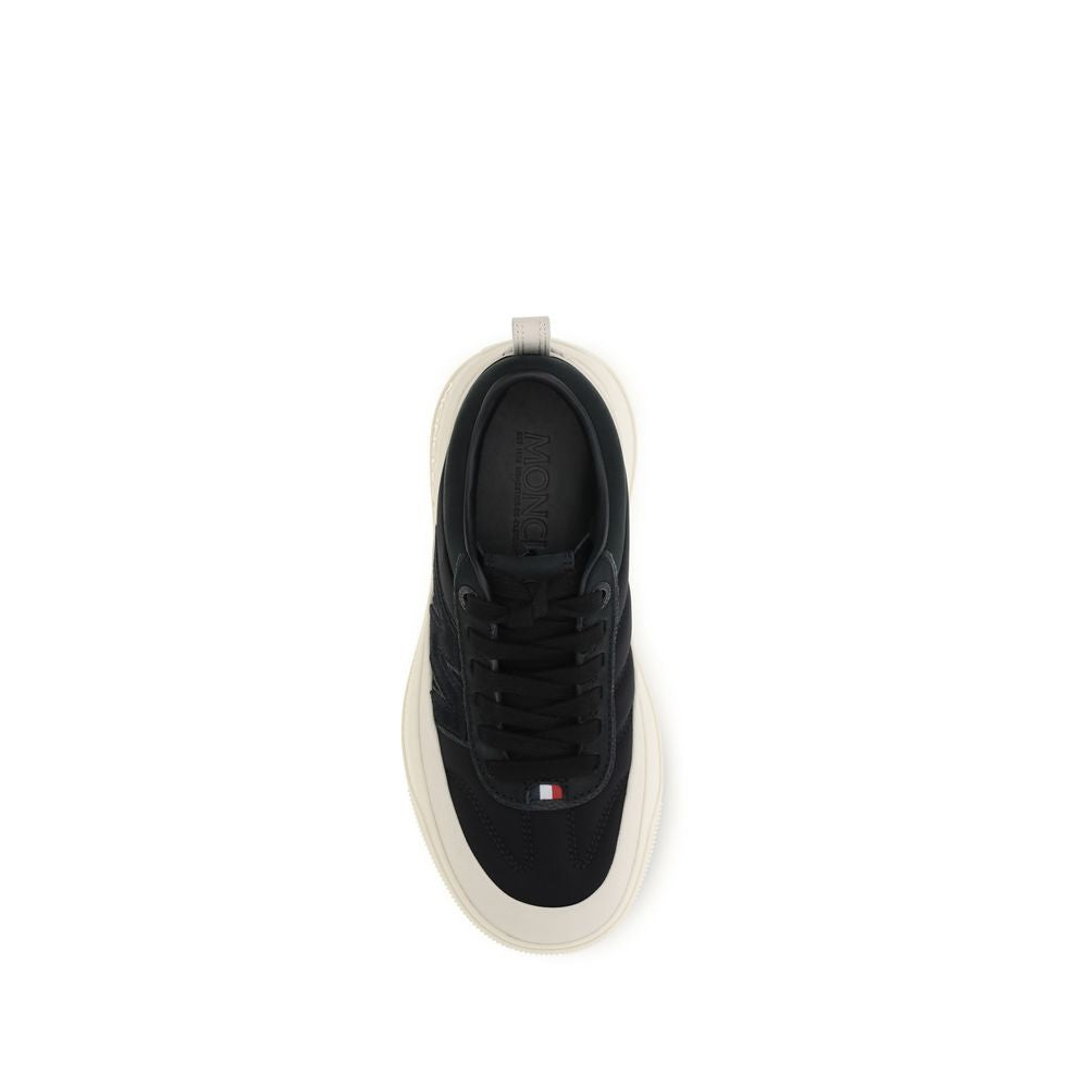 Black Moncler polyamide athletic sneakers with sporty design and sleek appearance, ideal for active and casual wear.