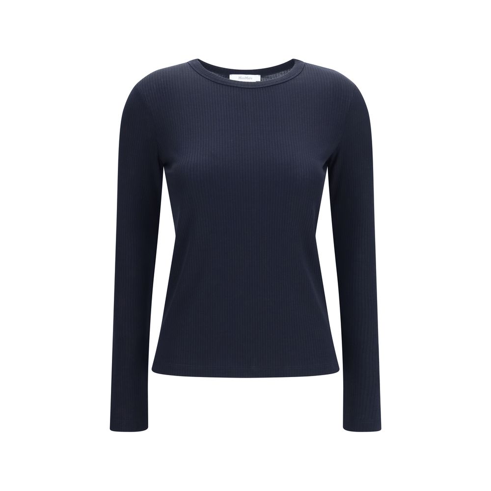 Max Mara blue Lyocell sweatshirt with a relaxed fit, featuring a crew neckline and long sleeves.