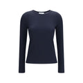 Max Mara blue Lyocell sweatshirt with a relaxed fit, featuring a crew neckline and long sleeves.