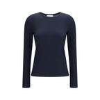 Max Mara blue Lyocell sweatshirt with a relaxed fit, featuring a crew neckline and long sleeves.