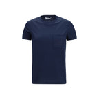 Max Mara blue cotton sportswear top with a relaxed fit and crew neckline, displayed on a white background.