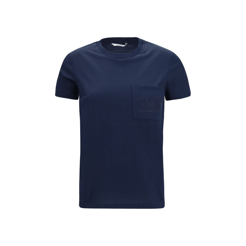 Max Mara blue cotton sportswear top with a relaxed fit and crew neckline, displayed on a white background.