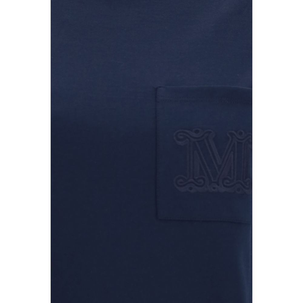 Max Mara blue cotton sportswear top with a relaxed fit and round neckline, displayed on a neutral background.