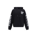 Off-White black cotton sweatshirt with logo design, crew neck, long sleeves, and casual fit.