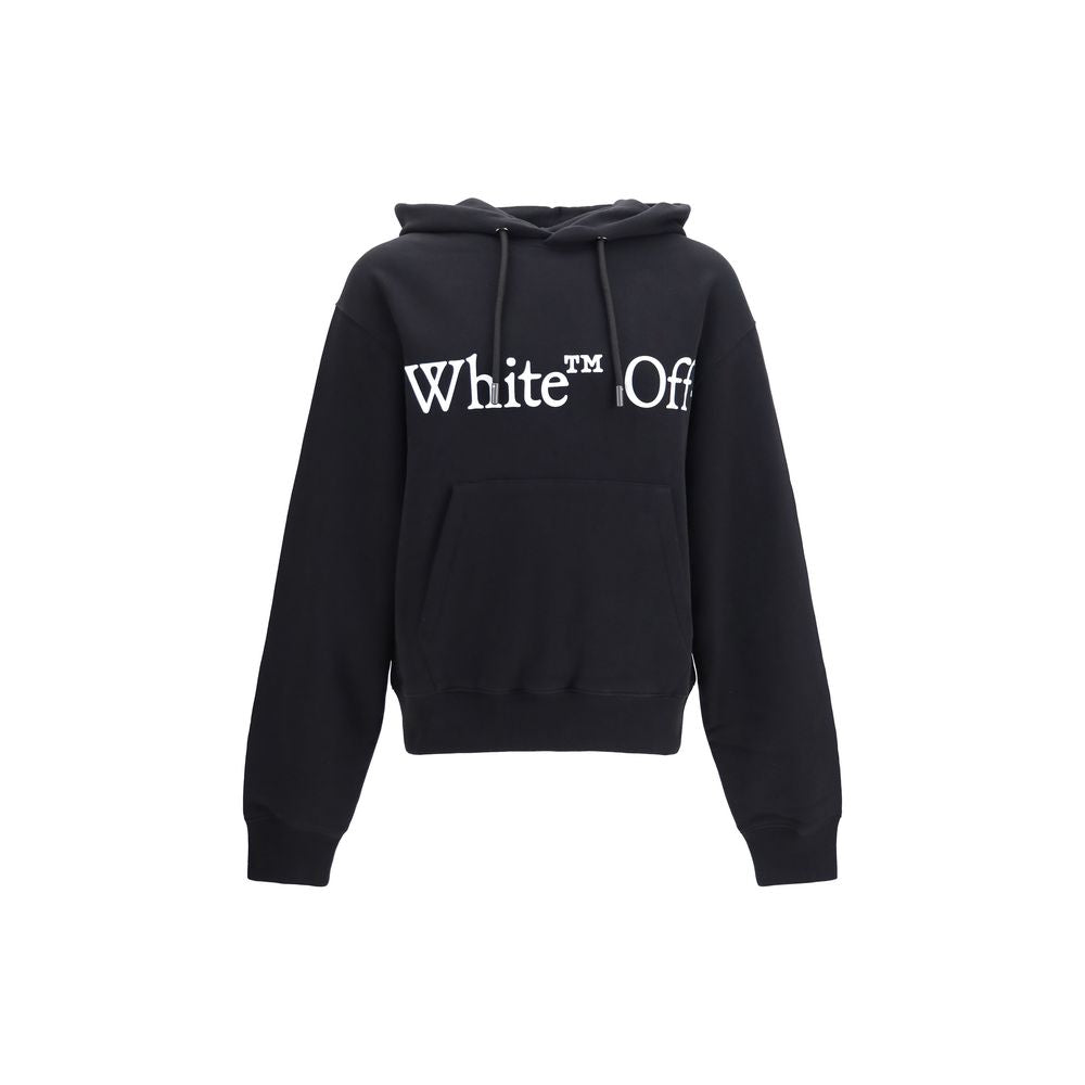 Off-White black cotton sweatshirt with logo print, casual long-sleeve pullover, soft fabric, relaxed fit, front view.