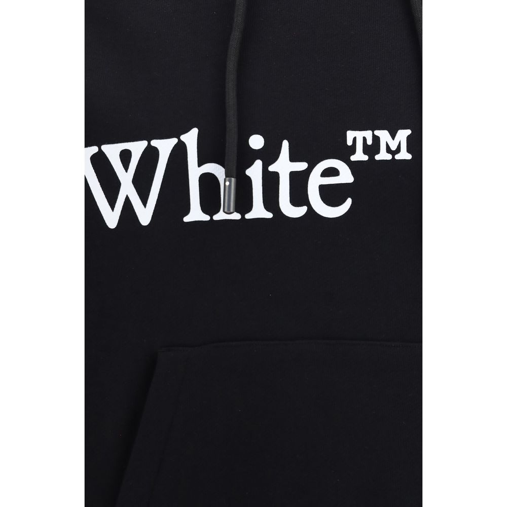 Black Off-White cotton sweatshirt with logo graphic, long sleeves, and ribbed cuffs and hem, casual streetwear style.