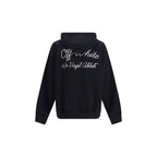 Off-White black cotton sweatshirt with logo detail, long sleeves, and casual fit, displayed on a plain background.