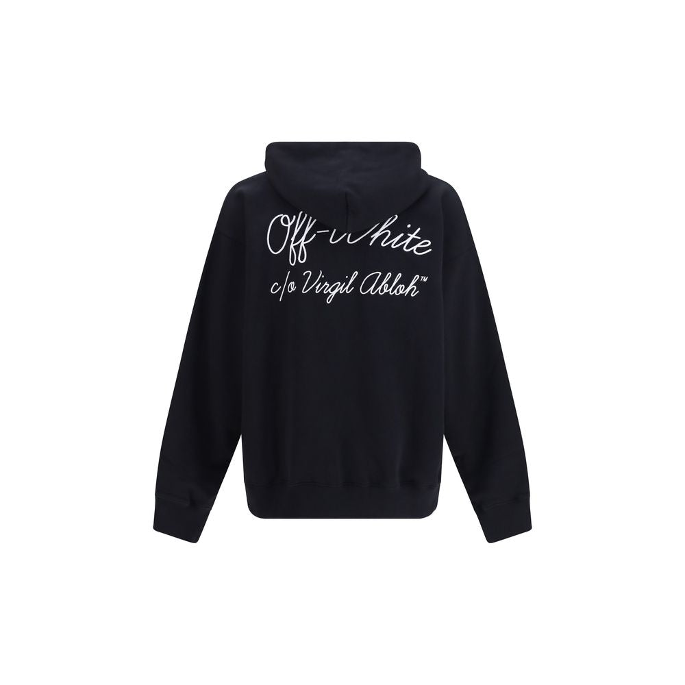 Off-White black cotton sweatshirt with logo detail, long sleeves, and casual fit, displayed on a plain background.