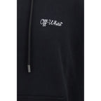 Off-White black cotton sweatshirt with logo print, showcasing a casual fit and stylish streetwear design.