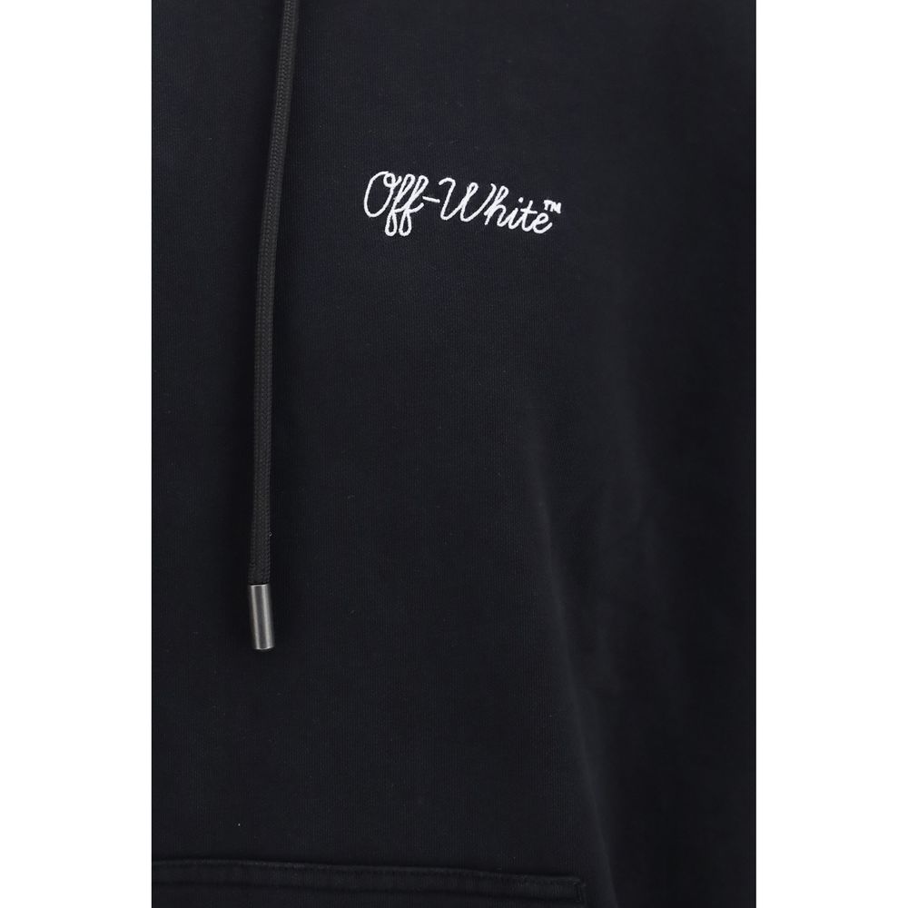 Off-White black cotton sweatshirt with logo print, showcasing a casual fit and stylish streetwear design.
