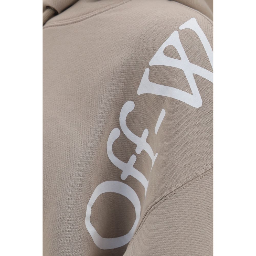 Off-White beige cotton sweatshirt with logo detail, long sleeves, and casual fit, displayed on a plain background.