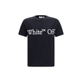 Black Off-White cotton T-shirt with logo print, short sleeves, and crew neckline, displayed on a plain background.