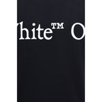 Black cotton T-shirt by Off-White with logo detail, casual fit, and short sleeves, displayed on a plain background.