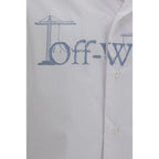 Off-White White Cotton Pattern Shirt - Eljoys Fashion 