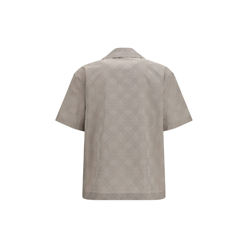 Off-White Beige Cotton Pattern Shirt - Eljoys Fashion 
