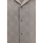 Off-White Beige Cotton Pattern Shirt - Eljoys Fashion 