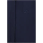 Max Mara blue silk shirt displayed flat, showcasing its smooth fabric and classic collar detail.