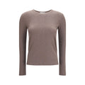 Max Mara brown lyocell sweatshirt with a relaxed fit and crew neckline, showcasing soft fabric and casual style.