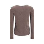 Max Mara brown lyocell sweatshirt displayed on a hanger with a soft, casual fit and smooth fabric texture.