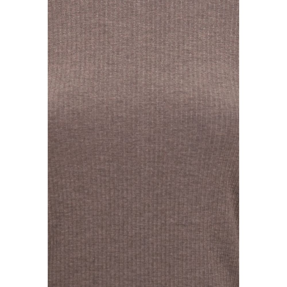 Max Mara brown Lyocell sweatshirt featuring a relaxed fit and soft fabric, displayed on a hanger against a neutral background.