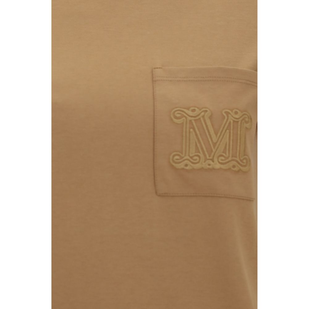 Max Mara beige cotton sportswear top with a relaxed fit and crew neckline, perfect for casual and athletic wear.