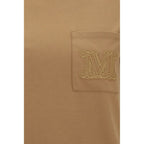 Max Mara beige cotton sportswear top with a relaxed fit and crew neckline, perfect for casual and athletic wear.